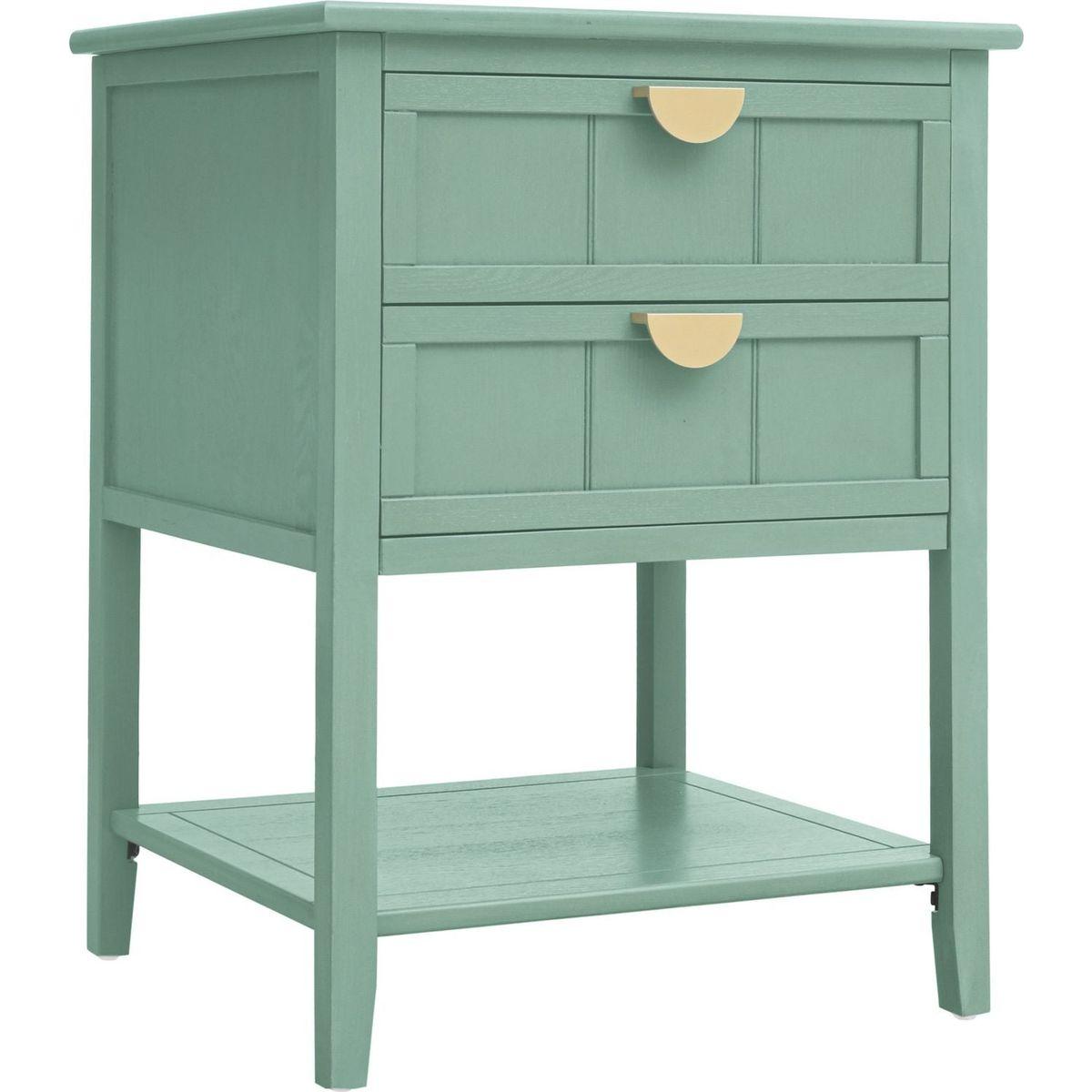 2 Drawer Side Table, American Style, End Table, Suitable for Bedroom, Living Room, Study