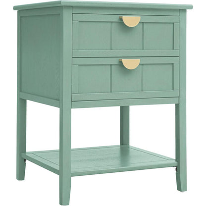 2 Drawer Side Table, American Style, End Table, Suitable for Bedroom, Living Room, Study