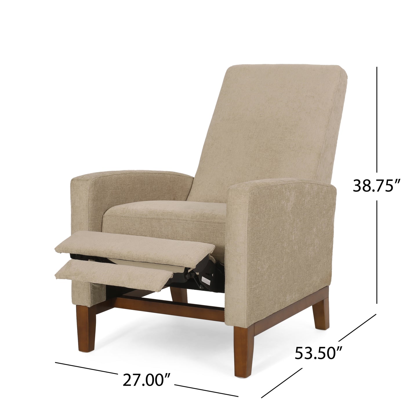 27" Wide Wood Hand Manual Club Recliner