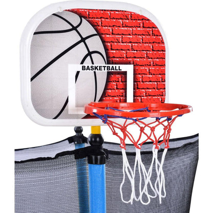5.5FT Trampoline for Kids - 65" Outdoor & Indoor Mini Toddler Trampoline with Enclosure, Basketball Hoop and Ball Included