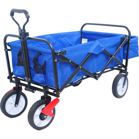 Folding Wagon Garden Shopping Beach Cart (Blue colour)
