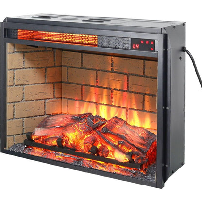 23 inch infrared quartz heater fireplace insert -woodlog version with brick