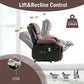 Power Lift Recliner Chair Recliners for Elderly with Heat and Massage Recliner Chair for Living Room with Infinite Position and Side Pocket,USB Charge Port.BLACKBROWN