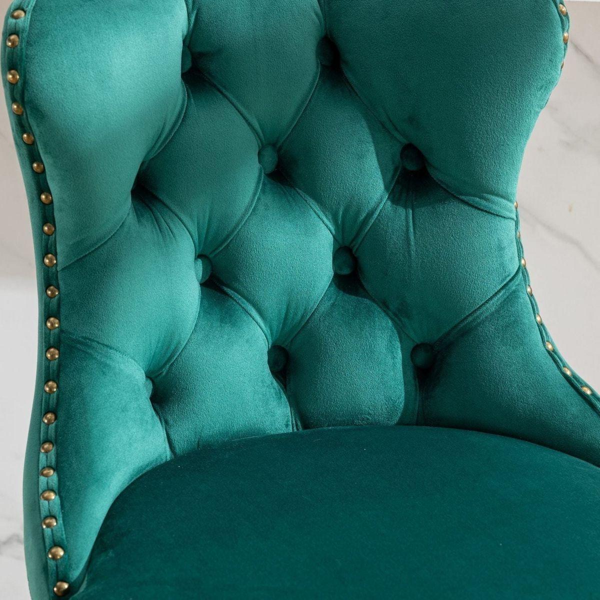 Swivel Velvet Barstools Adjusatble Seat Height from 25-33 Inch,17.7inch base, Modern Upholstered Bar Stools with Backs Comfortable Tufted for Home Pub and Kitchen Island,Green,Set of 2