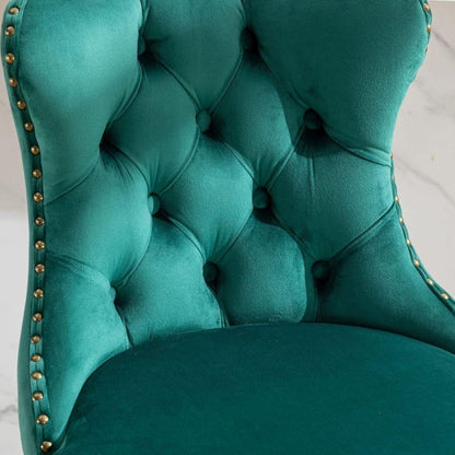 Swivel Velvet Barstools Adjusatble Seat Height from 25-33 Inch,17.7inch base, Modern Upholstered Bar Stools with Backs Comfortable Tufted for Home Pub and Kitchen Island,Green,Set of 2