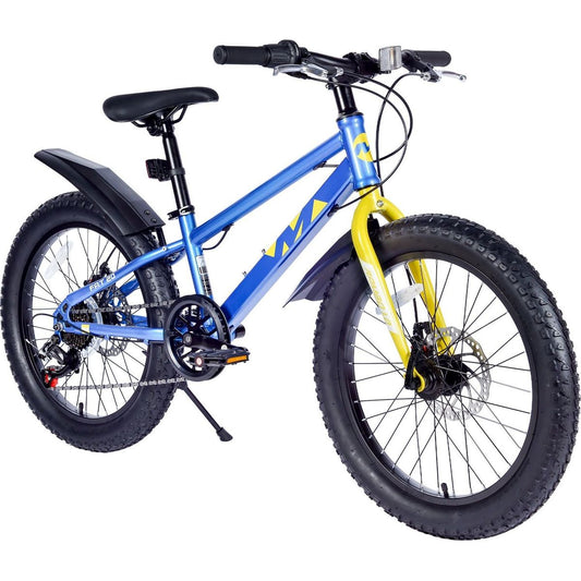 20 Inch Kids Bicycles , Fat Tire Mountain Bike for Boys and Girls Age 5 + Years ,Dual-Disc Brake,Shimano 7-Speed ,Kids Beach and Snow Bicycle