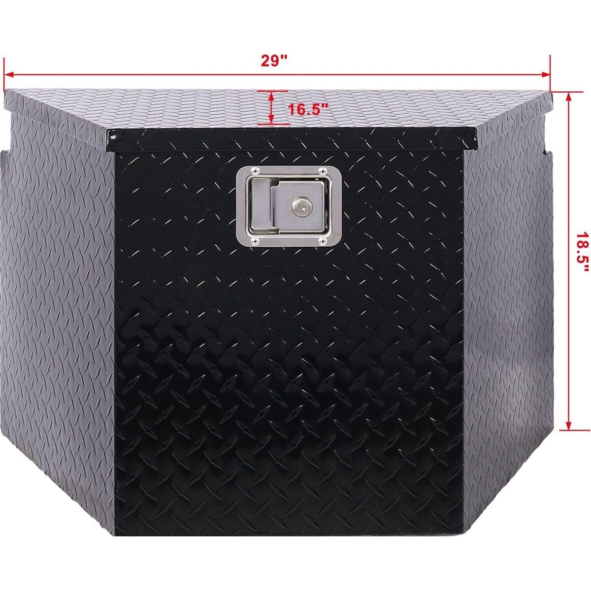 29inch Aluminum tool box,heavy duty truck bed tool box,outdoor trailer pickup storage tool box,RV storage organizer,underbody box w/lock keys,black 29x16.5x18.5inch