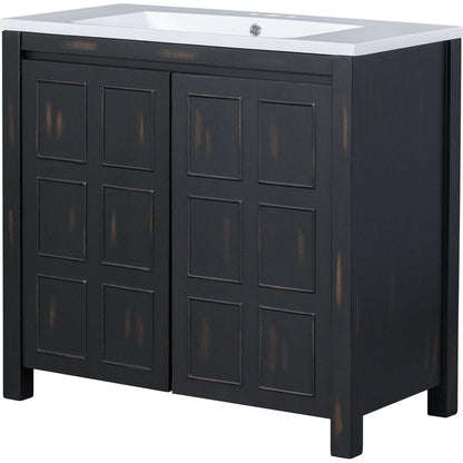 36" Bathroom Vanity Organizer with Sink, Combo Cabinet Set, Bathroom Storage Cabinet, Retro Espresso