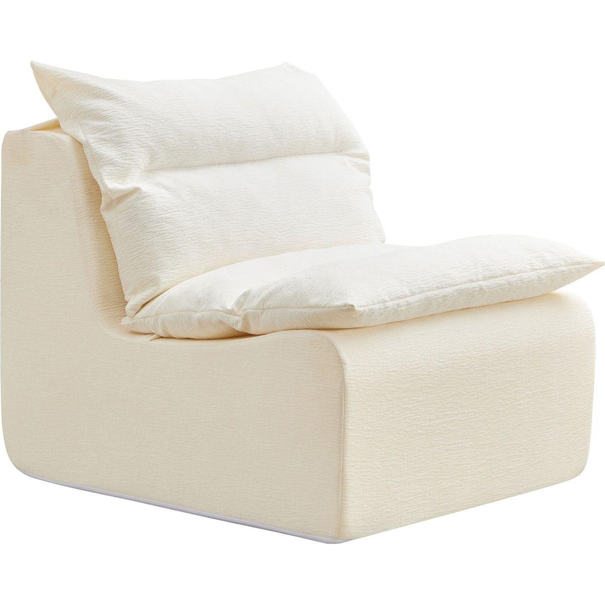 Accent Armless Chair Lazy Floor Seating, Leisure Accent Single Couch with Backrest  Single Sofa Lounger for Living Room, Bedroom, Office, Single Seat, WHITE