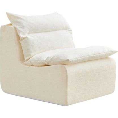 Accent Armless Chair Lazy Floor Seating, Leisure Accent Single Couch with Backrest  Single Sofa Lounger for Living Room, Bedroom, Office, Single Seat, WHITE