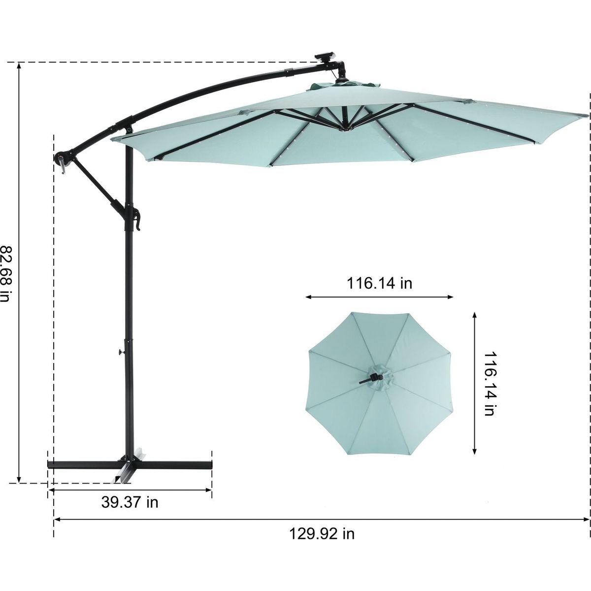 10ft Solar LED Offset Hanging Market Patio Umbrella (Navy blue)