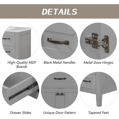 36" Bathroom Vanity with Sink Combo, Bathroom Cabinet with Drawers, Solid Frame and MDF Board, Grey