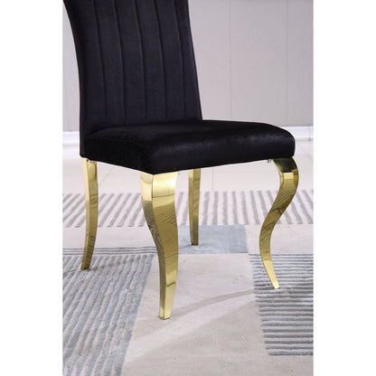 Modern Velvet Dining Chairs Set of 2, Upholstered Accent Armless Chairs with Stripe Backrest