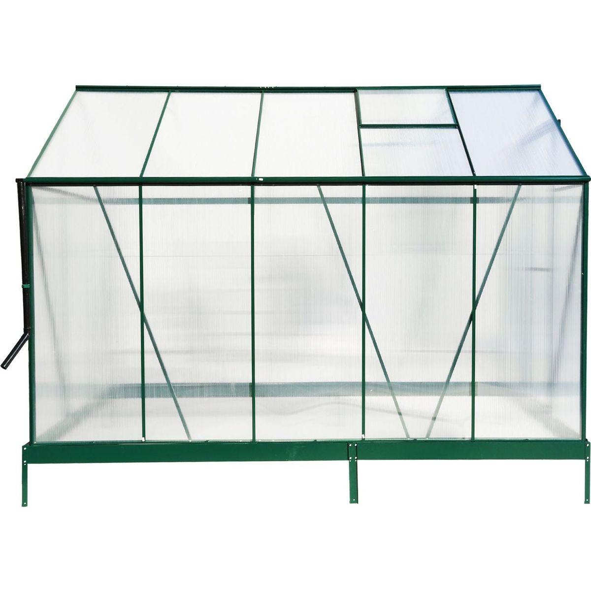 6.3'x10.2'x7' Polycarbonate Greenhouse, Heavy Duty Outdoor Aluminum Walk-in Green House Kit with Rain Gutter, Vent and Door for Backyard Garden, color green