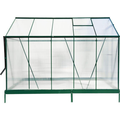 6.3'x10.2'x7' Polycarbonate Greenhouse, Heavy Duty Outdoor Aluminum Walk-in Green House Kit with Rain Gutter, Vent and Door for Backyard Garden, color green