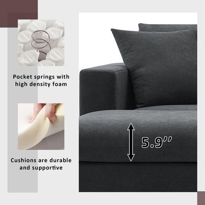 100.4x64.6" Modern Sectional Sofa,L-shaped Couch Set with 2 Free pillows,4-seat Polyester Fabric Couch Set with Convertible Ottoman for Living Room, Apartment, Office,4 Colors