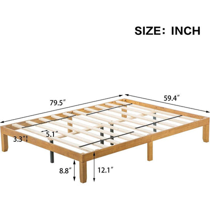 Queen Size Wood Platform Bed Frame,No Box Spring Needed,Strong Wood Slat Support, Easy Assembly