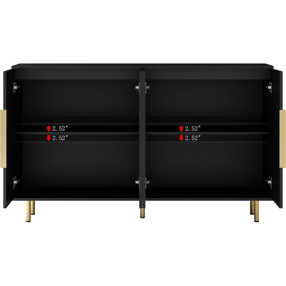 White Modern Buffet Cabinet with Storage, Fluted Sideboard Large Buffet with Adjustable Shelves, Credenza, Accent Cabinet Console Table