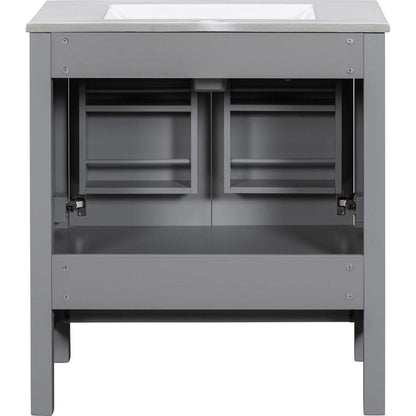 30" Gray Bathroom Vanity with Single Sink, Combo Cabinet Undermount Sink, Bathroom Storage Cabinet with 2 Doors and a Drawer, Soft Closing, Multifunctional Storage, Solid Wood Frame