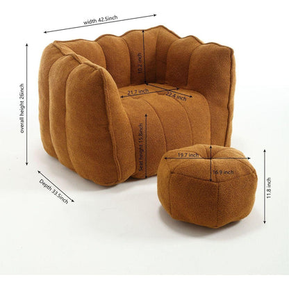 Soft Bean Bag Chair with High Resilient Foam(Chips)for living room and bedroom,Comfortable Square Lazy Sofa with Footstool, Cover for Adults to Gaming, Reading, and Watching TV