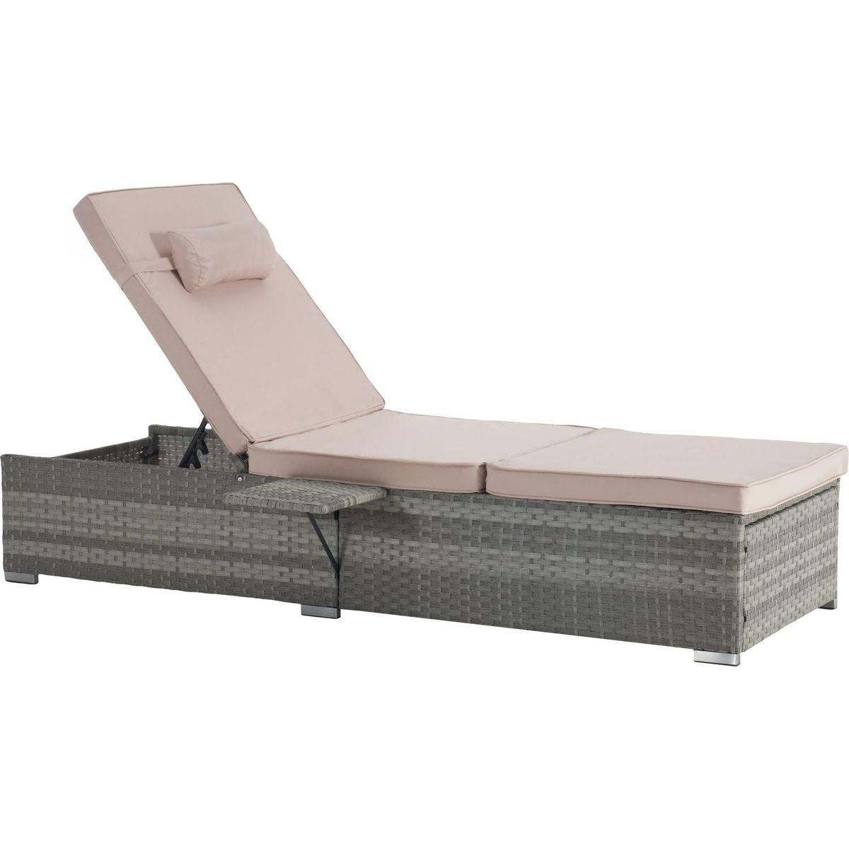 OUTDOOR SOFA PE RATTAN FURNITURE DECK CHAIR GRAY RATTAN