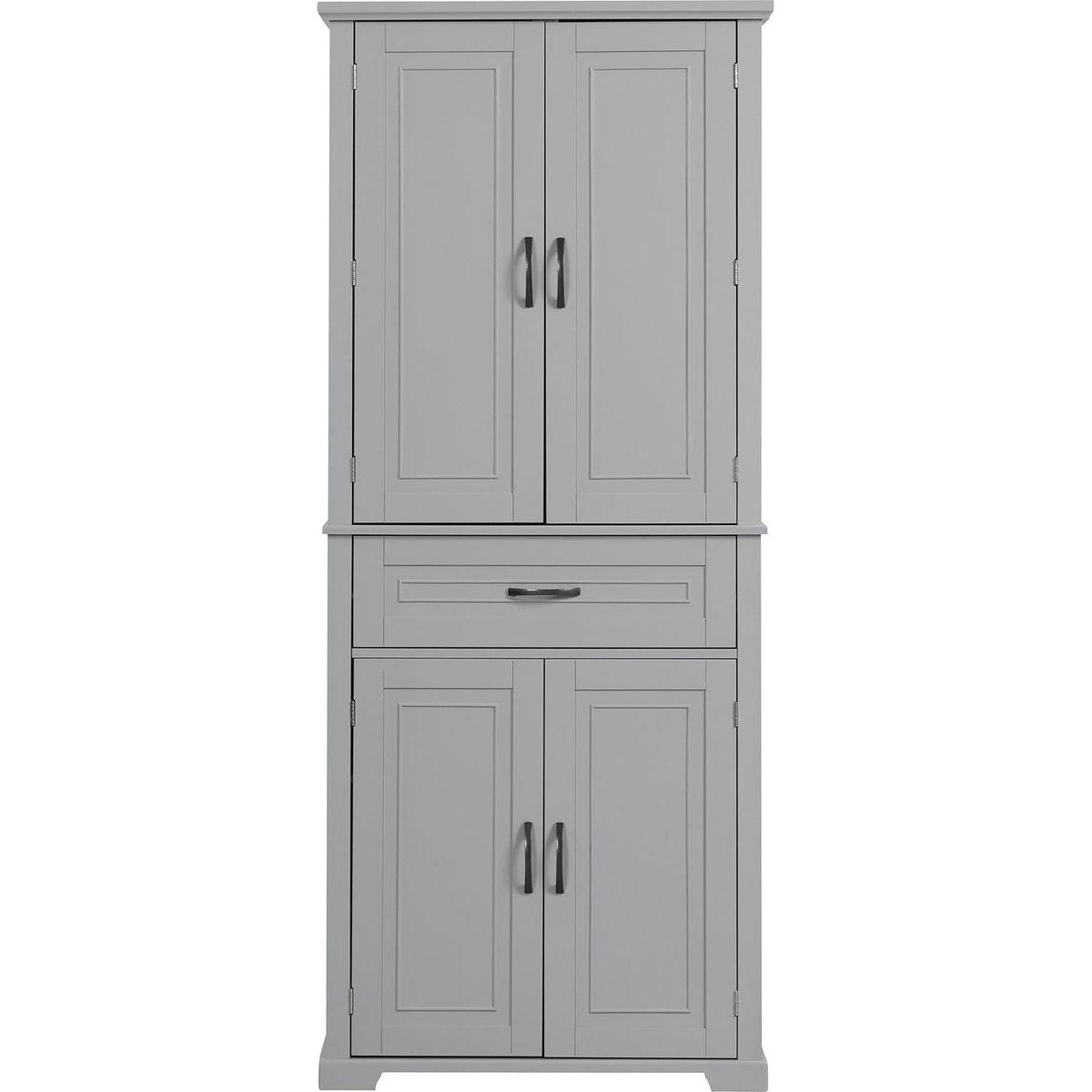 Bathroom Storage Cabinet with Doors and Drawer, Multiple Storage Space, Adjustable Shelf, Grey