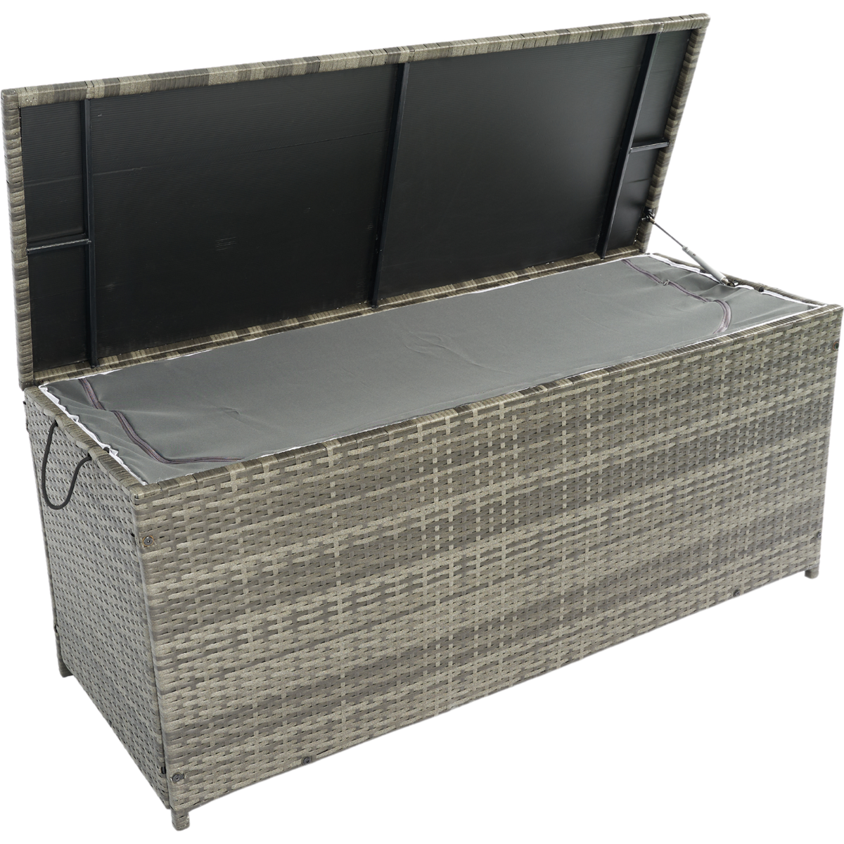 Outdoor Storage Box, 113 Gallon Wicker Patio Deck Boxes with Lid, Outdoor Cushion Storage for Kids Toys, Pillows, Towel Grey Wicker