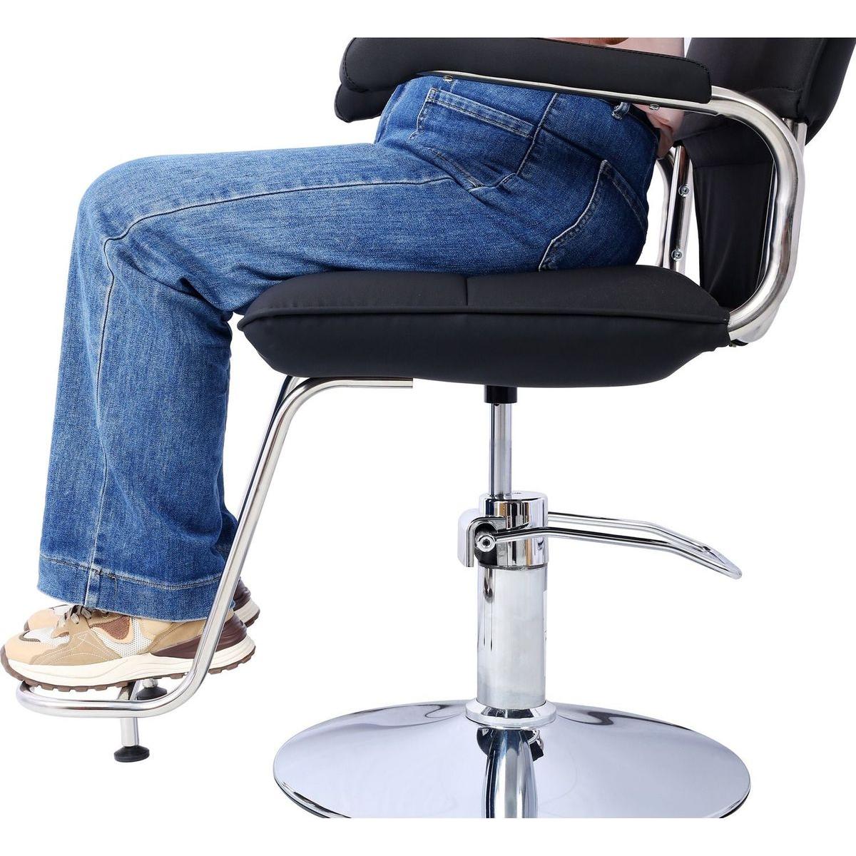 Stainless steel frame,Fashion style Hair Salon Chair Styling Heavy Duty Hydraulic Pump Barber Chair Beauty Shampoo Barbering Chair for Hair Stylist Women Man,with Barber Cape (Black)