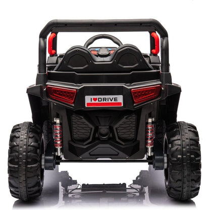 12v7ax2 30wx4 Four-wheel drive leather seat one button start,forward and backward, high and low speed, music, front light, power display, two doors can open, 2.4G R/C, seat belt four wheel absorber