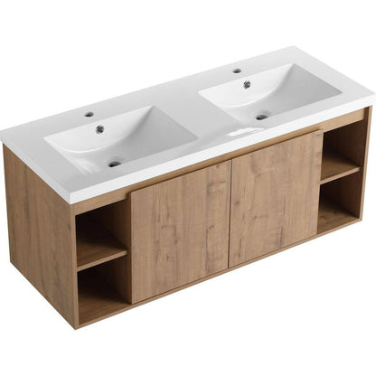 48" Wall Mounted Bathroom Vanity With Double Sink, Soft Closing Door Hinge (KD-Package)G