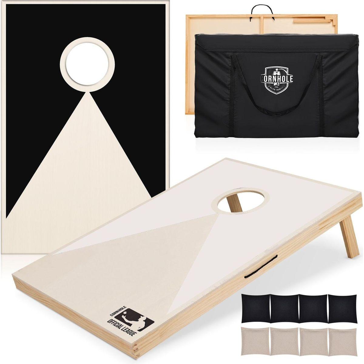 Solid Wood Premium Cornhole Set - 3 Feet x 2 Feet Game Boards, Includes Set of 8 Corn Hole Toss Bags