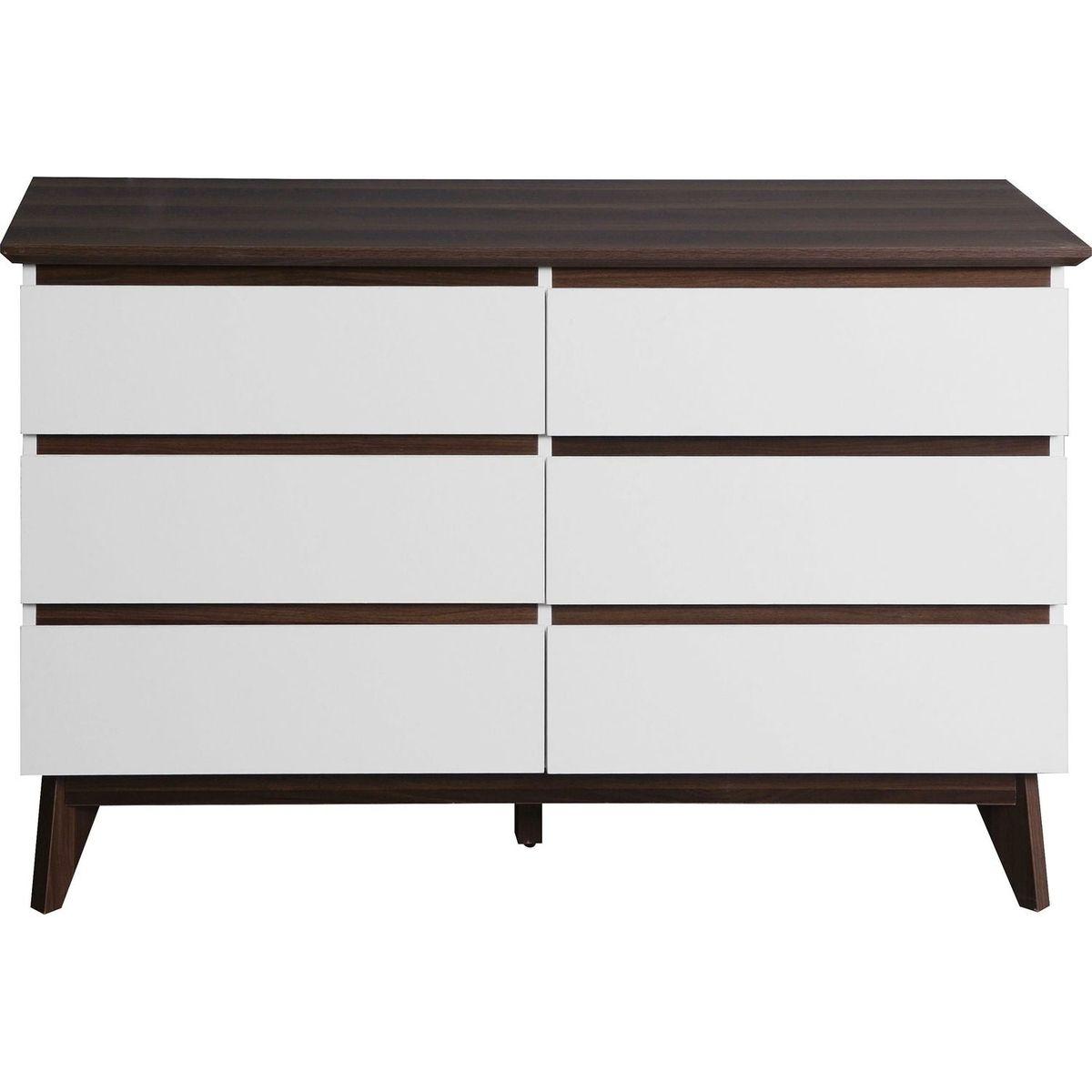 6-Drawer Double Dresser with Wide Drawers,White Dresser for Bedroom, Wood Storage Chest of Drawers for Living Room Hallway Entryway, 47.2" W x 15.74" D x 30 .7"H