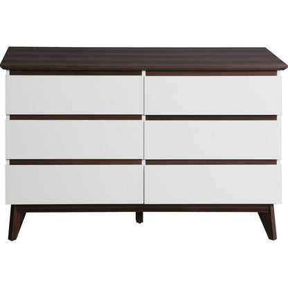6-Drawer Double Dresser with Wide Drawers,White Dresser for Bedroom, Wood Storage Chest of Drawers for Living Room Hallway Entryway, 47.2" W x 15.74" D x 30 .7"H