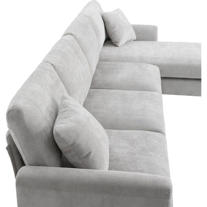 119x55" Modern Oversized Sectional Sofa,L-shaped Luxury Couch Set with 2 Free pillows,5-seat Chenille Indoor Furniture with Chaise for Living Room,Apartment,Office,2 Colors