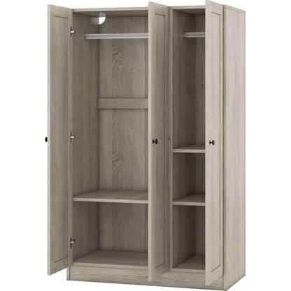 3-Door Shutter Wardrobe with shelves, Gray