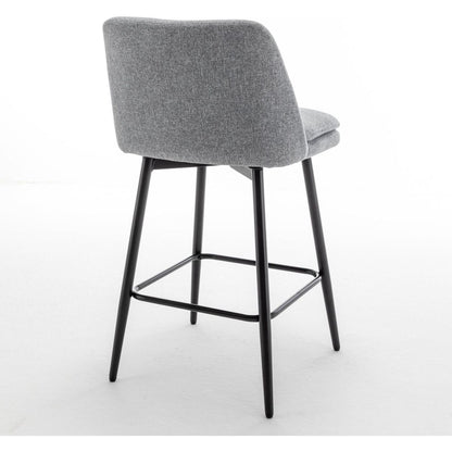 Counter Height Swivel Bar Stools Set of 2, 360 Swivel Upholstered Barstools with Back and Metal Legs, 25.6" Seat Height,Counter Stools for Kitchen Island and Pub,Linen Cloth,Grey