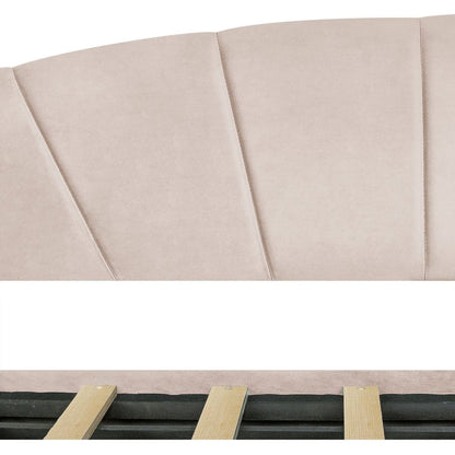 Upholstered daybed Twin Size with Two Drawers and Wood Slat, Beige