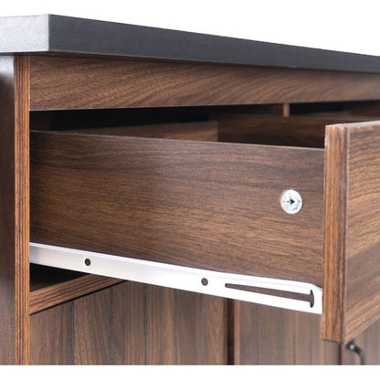 Kitchen Island with Trash Can Storage Cabinet, Kitchen Cart with Drop Leaf, Spice Rack, Towel Rack and Drawer, Rolling Kitchen Island on Wheels with Adjustable Shelf, Walnut Brown