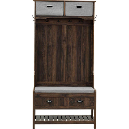 Hall Tree with 6 Hooks and Hinged Lid, Coat Hanger, Entryway Bench, Storage Bench, 3-in-1 Design, 69INCH, for Entrance, Hallway