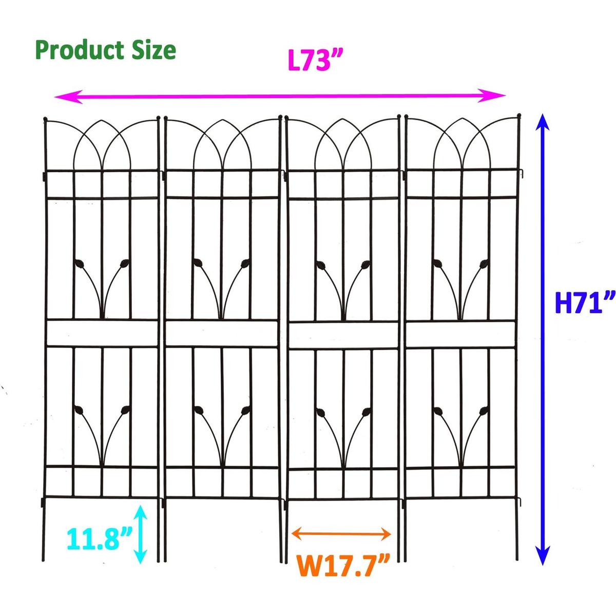 4 Pack Metal Garden Trellis 71" x 17.7" Rustproof Trellis for Climbing Plants Outdoor Flower Support Black