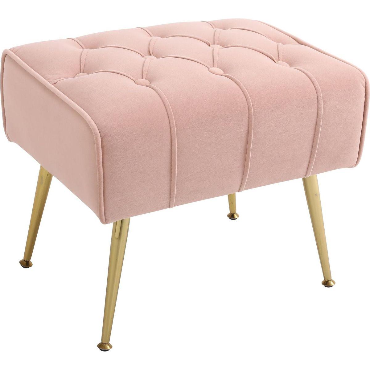 Modern Accent Chair with Ottoman, Comfy Armchair for Living Room, Bedroom, Apartment, Office (Pink)