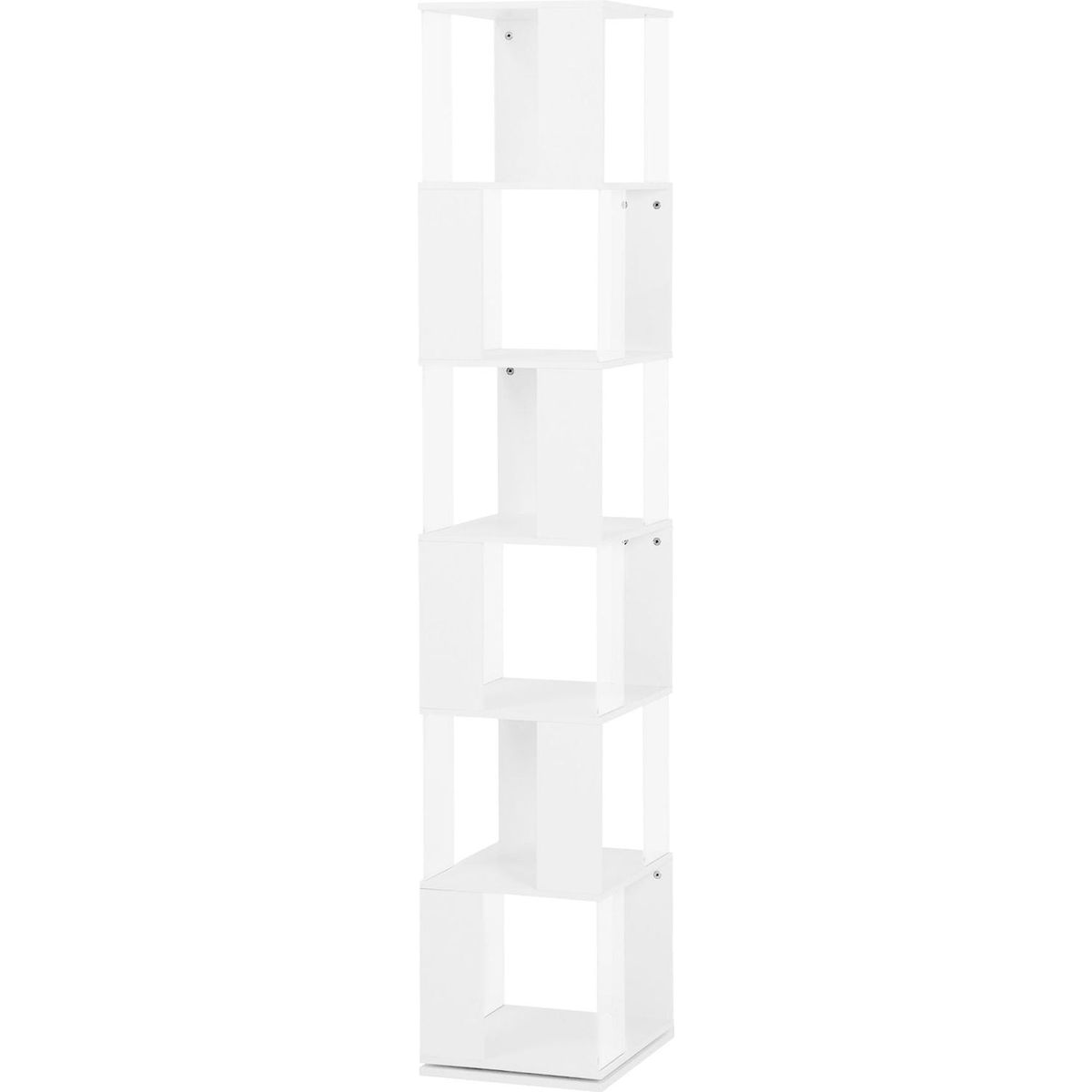 6 tier Rotating Bookshelf, Floor Rack Simple Bookcase with Acrylic plate Student Multi-Function Creative Bookshelf for Living Room