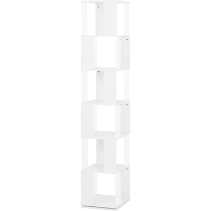 6 tier Rotating Bookshelf, Floor Rack Simple Bookcase with Acrylic plate Student Multi-Function Creative Bookshelf for Living Room