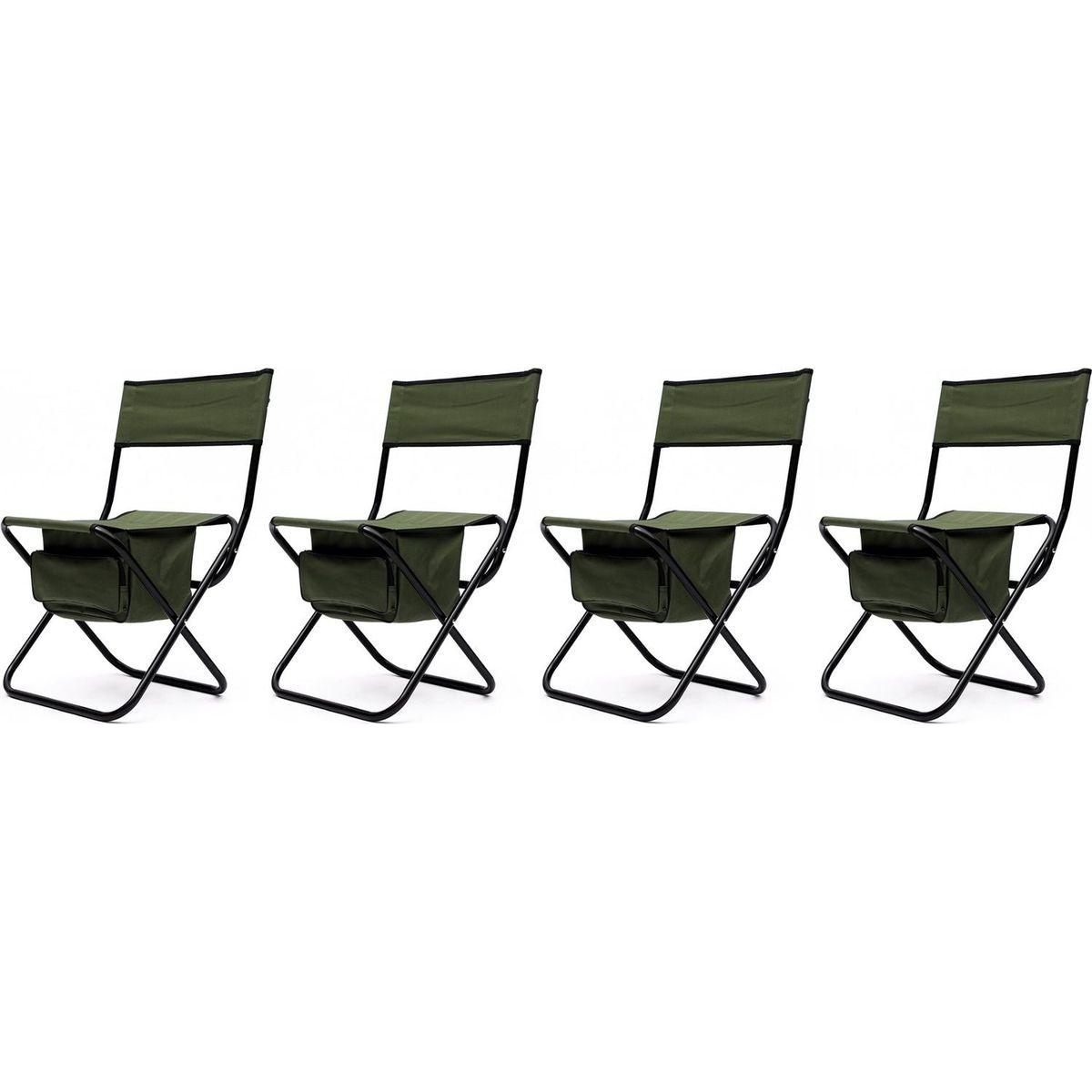 4-piece Folding Outdoor Chair with Storage Bag, Portable Chair for indoor, Outdoor Camping, Picnics and Fishing,Green