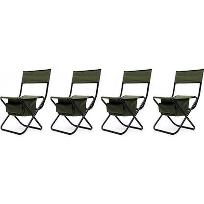 4-piece Folding Outdoor Chair with Storage Bag, Portable Chair for indoor, Outdoor Camping, Picnics and Fishing,Green