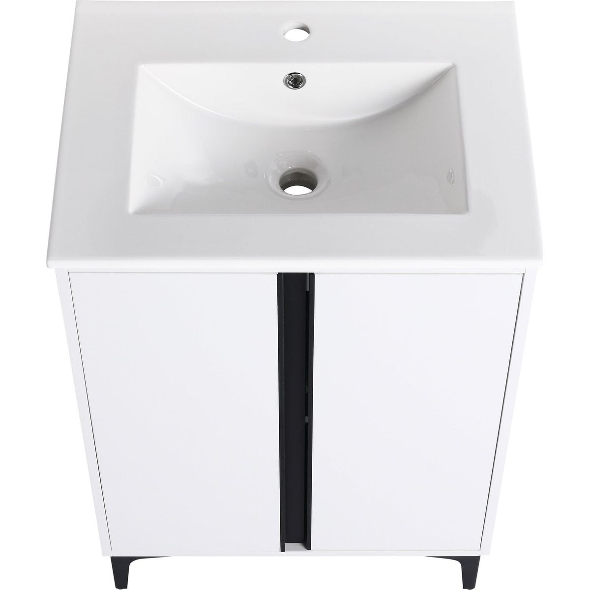 24" Freestanding Bathroom Vanity With Ceramic Sink-BVB06724WH-G-