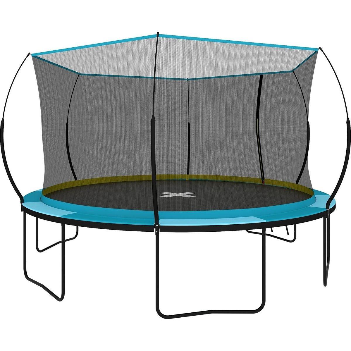 YC 14FT Recreational Trampolines with Enclosure for Kids and Adults with Patented Fiberglass Curved Poles Pumpkin-Blue