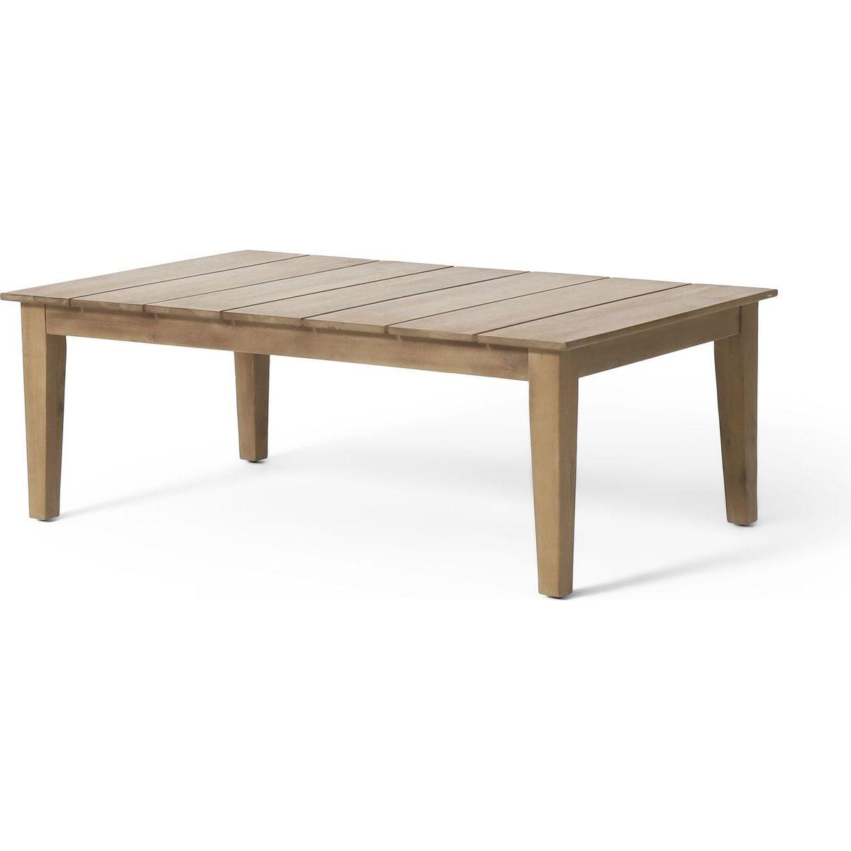 Acacia Wood Outdoor Coffee Table, Light Brown, 14" H X 23.5" W X 39.5" L
