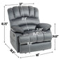 Large Manual Recliner Chair in Fabric for Living Room, Grey