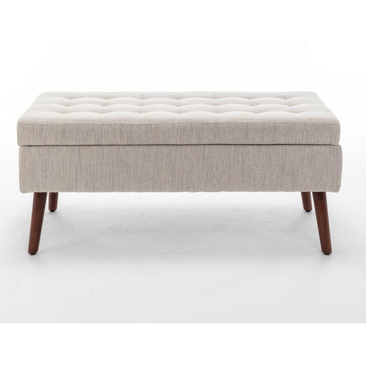 Storage Bench with Storage Bench for Bedroom End of Bed Bench Foot of Bed Bench Entryway Bench Storage Ottoman Bench 43.7" W x 18.1" D Off White Bench